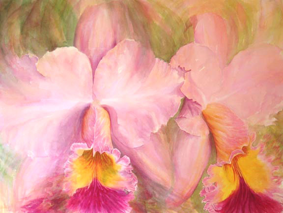 cattleya orchid art painting Brassolaeliacattleya George King serendipity