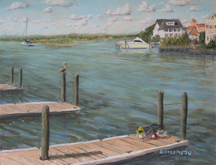 original pastel painting of Bank's Channel and harbor Island, Wrightsville Beach, NC