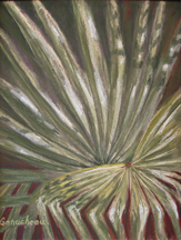 Light and shadow play off of palmetto leaves in this pastel painting